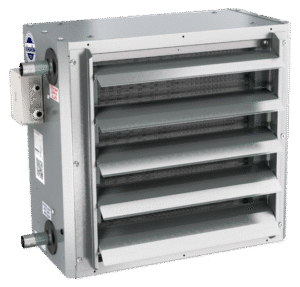 Kampmann TIP – kompakti vesikiertoinen lämmityspuhallin seinäasennukseen.